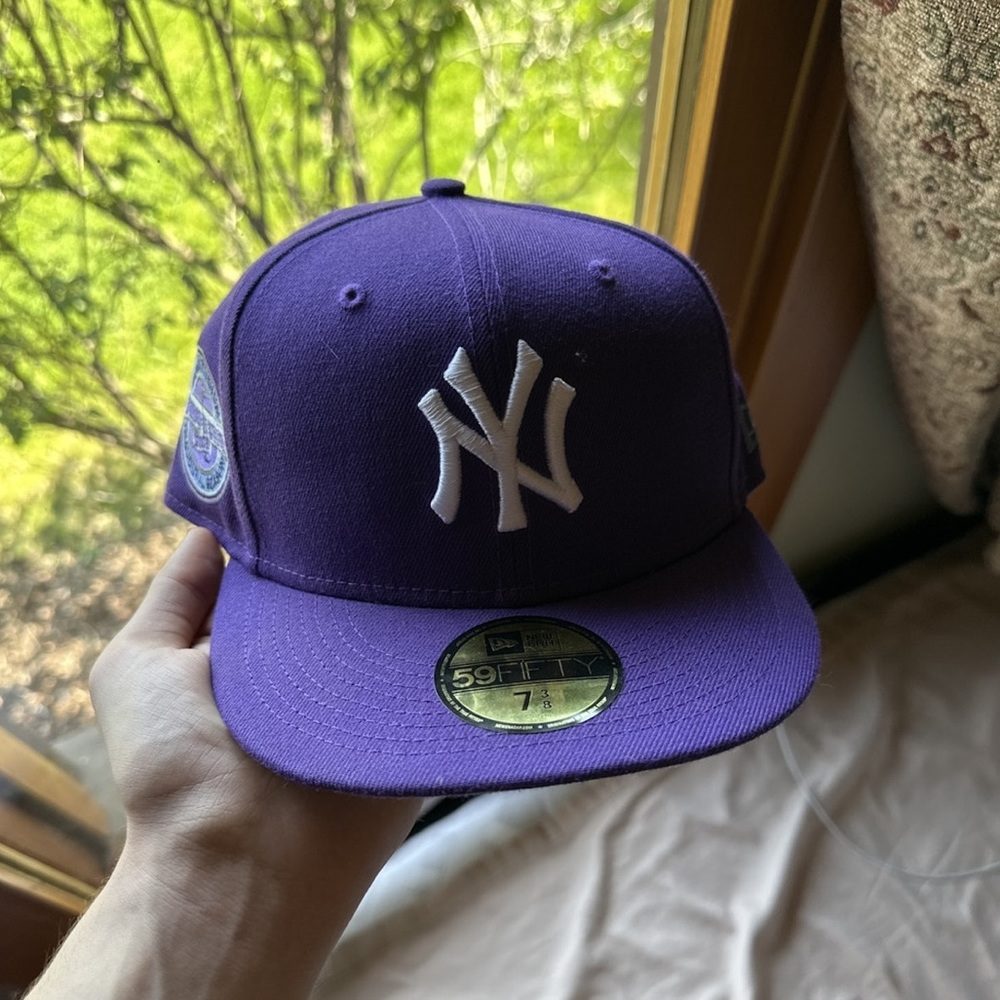 New York purple fitted cap blue brim anniversary